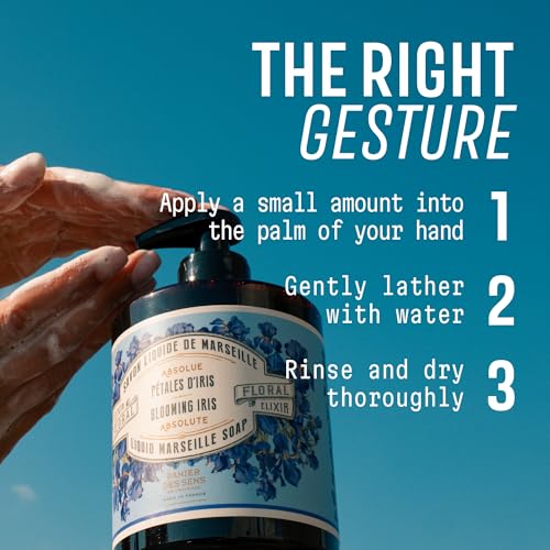 Image of Panier des Sens Iris Liquid Hand Soap, 16.9 fl oz | Premium French Liquid Hand Soap | Savon de Marseille Soap | 97% Natural Ingredients | Gentle Daily Cleansing