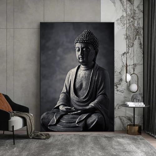 Statue de Bouddha meditant affiche imprimee avec cadre interieur - 2