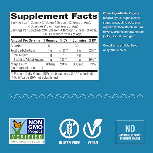 Natural Vitality Calm, Magnesium Citrate Supplement, Stress Relief Gummies, Supports a Healthy Response to Stress, Gluten Free, Vegan, Orange, 240 Gummies - Thumbnail 3