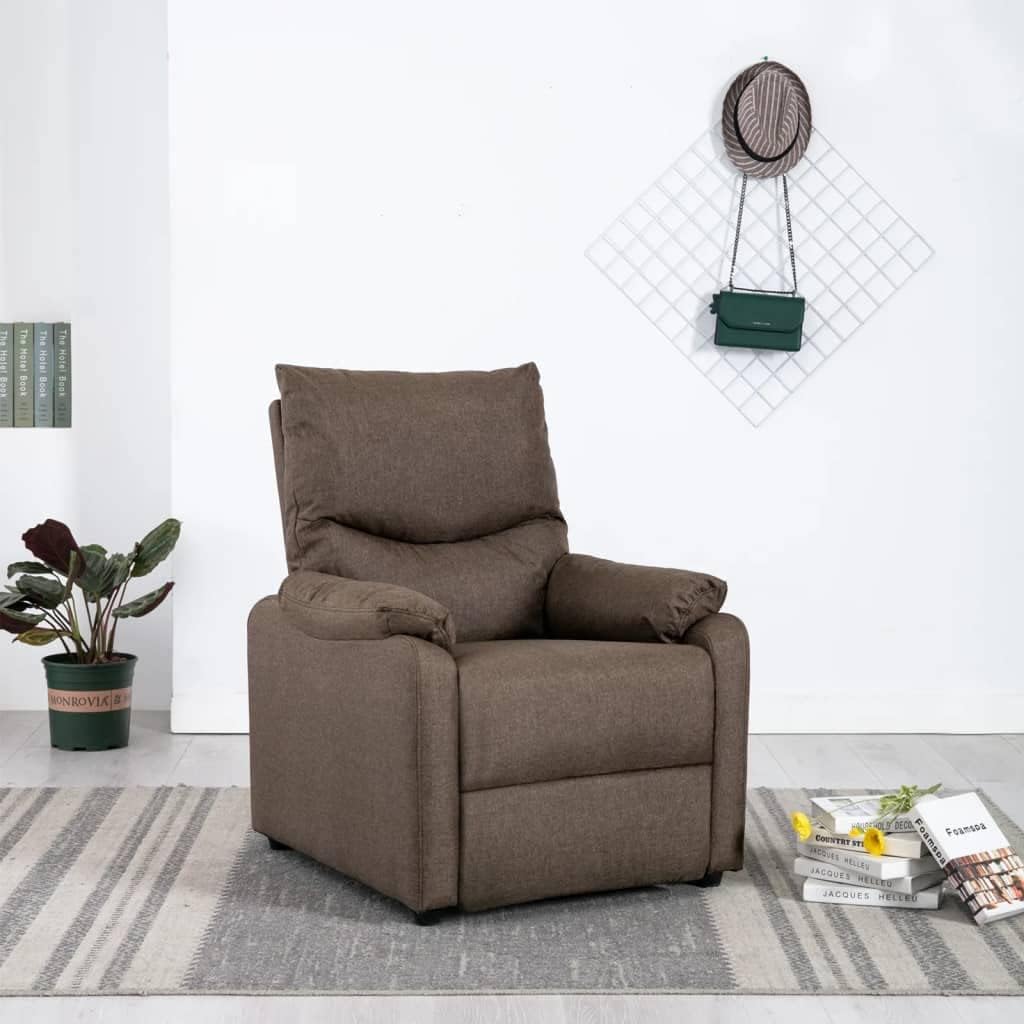 vidaXL Sillón Eléctrico Reclinable para TV Ajustable Reposapiés Silla Sofá Asiento Salón Oficina Mueble Elevable Ergonómico Tela Marrón