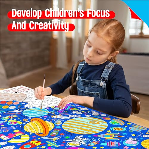 Image of Universe Coloring Poster, Large Coloring Activity Paper 75 inch x 31 inch Jumbo Size Space-themed Paper DIY Painting Drawing Banner /Tablecloth for School, Wall Decor