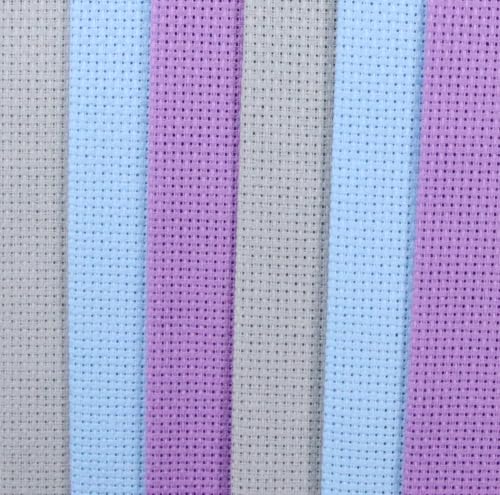 Image of KCS 4 /6 pc of 12 inch x 18 inch(30cmx45cm) 16 Count Cotton Aida Cloth Cross Stitch Fabric (6 pc,Light Grey+Light Blue+Lavender)