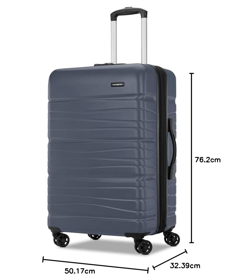 Image of Samsonite Evolve SE Hardside Expandable Spinner Luggage, Slate Blue, Checked-Large Spinner, Evolve Se Hardside Expandable Luggage With Double Spinner Wheels