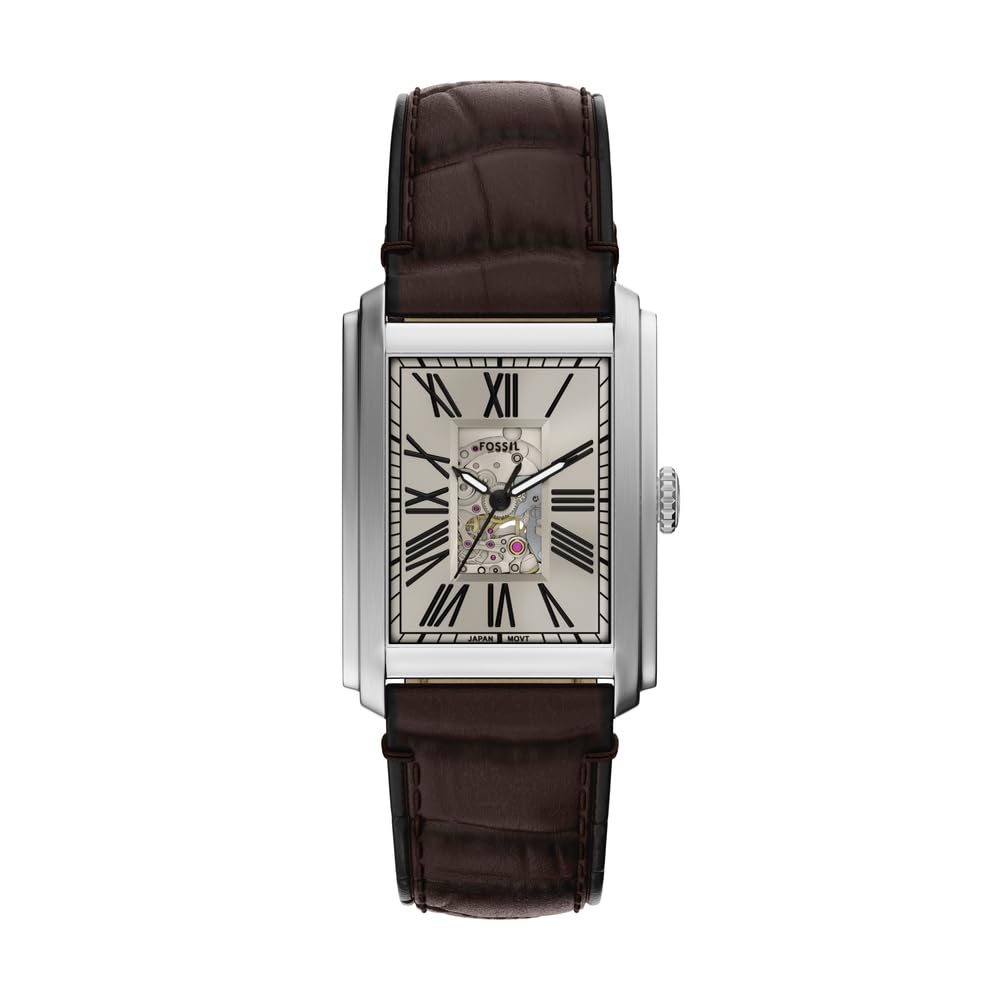 Fossil Men's Carraway Automatic Croco Leather Automatic Watch, ME3272, Silver, 30 mm