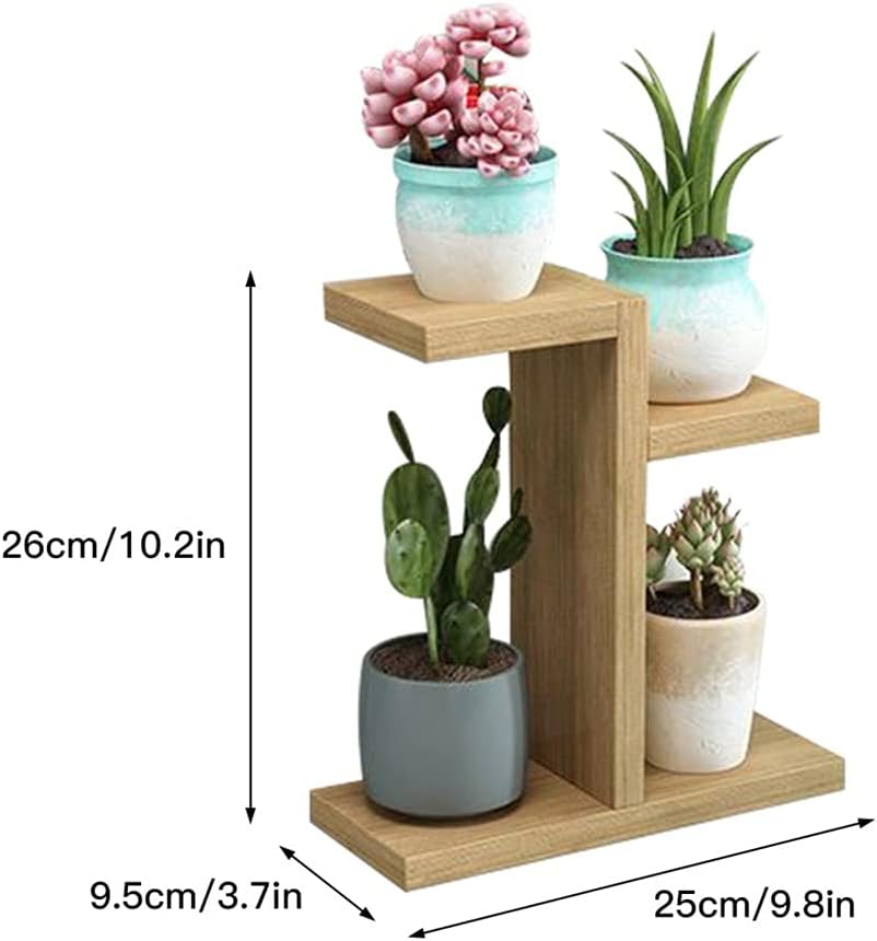 Flower Rack Stand Wooden Plant Shelves Balcony Multi-layer Floor Bracket Display Bonsai Indoor(white-Patch five-pointed star4)