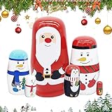 Generisch Muñecas de anidación navideñas, juego de muñecas de madera, decoración de Navidad, muñeco anidado multicapa, 280 g, ofrece figuras apilables
