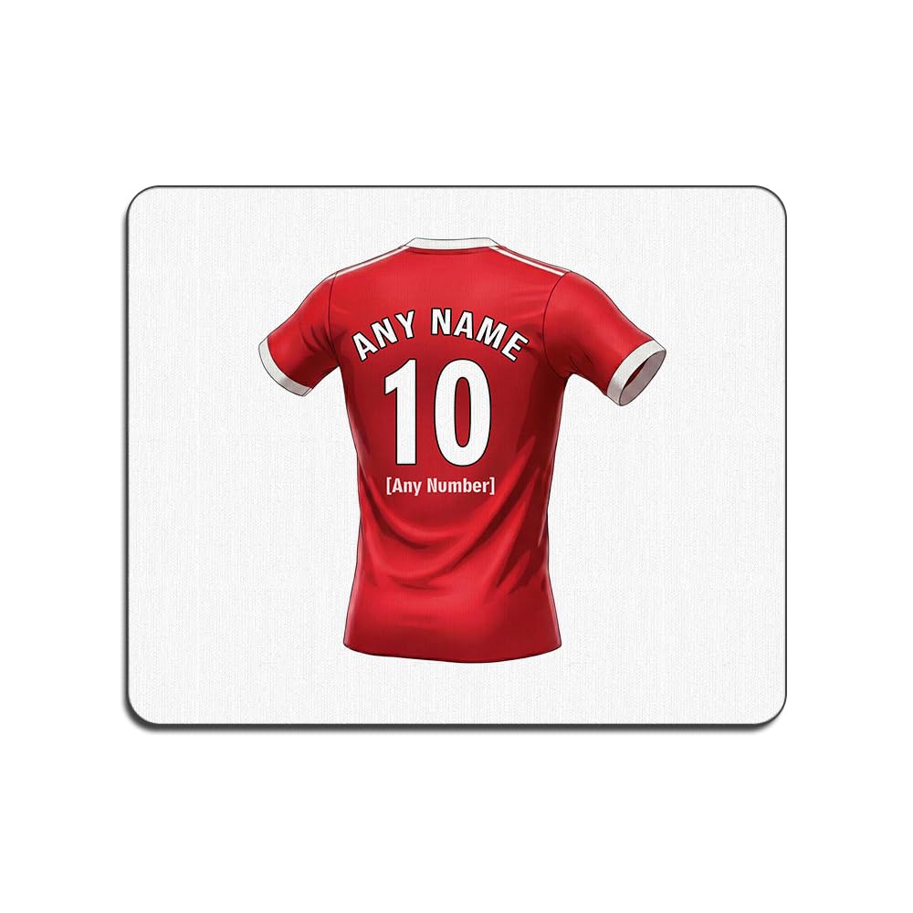 UNIGIFT Personalised Gift - Wrecsam Fan 5mm White Mouse Pad (Red Football Jersey Design) Custom Name Mat - North Wales LL11 Club