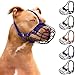 Pitbull Dog Muzzle Breathable Metal Basket for Large Dogs Amstaff Staffordshire Terrier Secure Wire Mask Adjustable Durable Leather Straps Biting Chewing Barking (Purple)