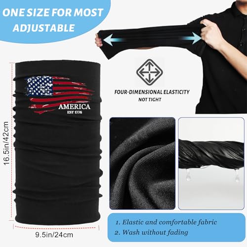 3pcs Neck Gaiter Bandanas for Men Face Mask Cover Balaclava Cooling Neck Gator Gaiters for Men Head Scarf American Flag Motorcycle Face Masks for Sun Protection Breathable Headwear Headband Fishing2