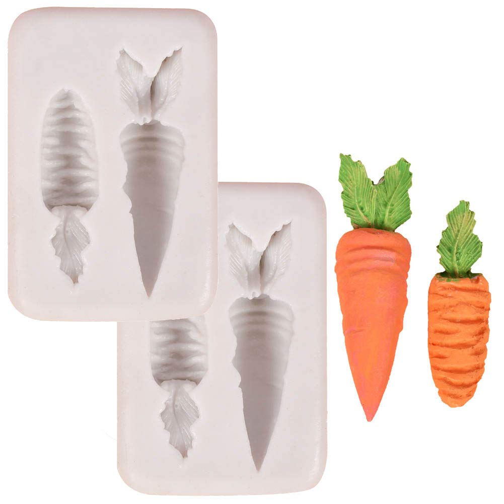 DUBENS 2 Pieces Carrot Shaped Silicone Moulds Handmade Fondant Cake Mould Sugar Craft Chocolate Moulds Tools Ice Block Soap Mould