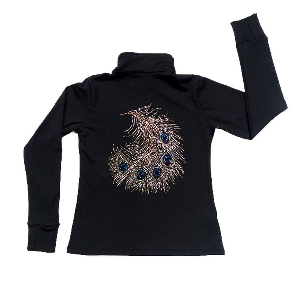 LIUHUO Figure Skating Training Jackets Girls Black Three-Dimensional Embroidery Phoenix Pattern Skate Wear