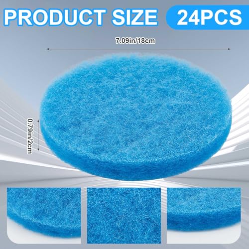 Image of Tranqun 24 Pcs Fine Filter Water Polishing Pad Compatible with Fluval Fx4, Fx5, Fx6 7 x 7 x 0.79 Inches Blue Filter Media Canister Aquarium Water Polishing Pads