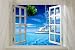 Window onto OCEAN with boat SCENIC poster 24X36 sails PALM TREES hot - (not a decal)