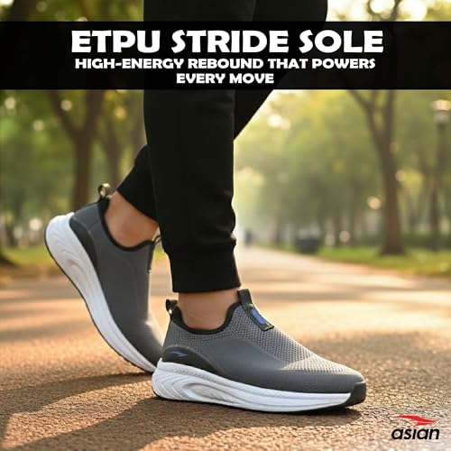 Image of ASIAN Hypercushion Walk-02 Men's Walking Shoes | Slip-On Knit Walking Shoes with E-TPU Energy Return Sole, Memory Foam Arch Support, Breathable Upper & Grip Outsole, Gym & Travel