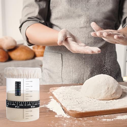 Image of Sourdough Starter Jar Kit,34oz Large Wide Mouth Sour Dough Jar Glass | Sourdough Bread Baking Supplies, Sourdough Tools for Beginners and Pro, Dishwasher-Safe, Borosilicate Glass, 1 Pack
