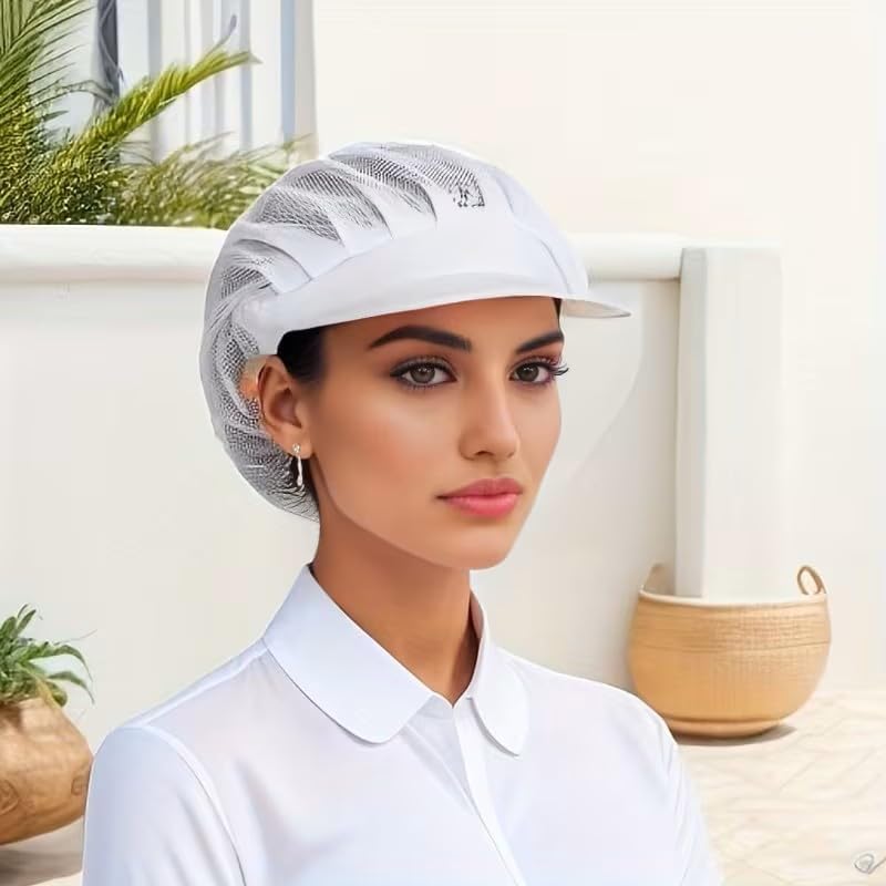 Adjustable Chef Hat for Kitchen & Restaurant - Breathable, Dust-Proof Fabric Cap with Elastic Closure
