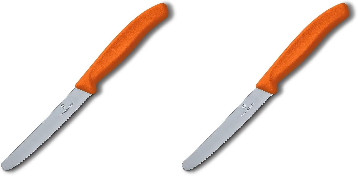 Victorinox Swiss Classic 4-1/2-Inch Utility Knife with Round Tip, Orange Handle