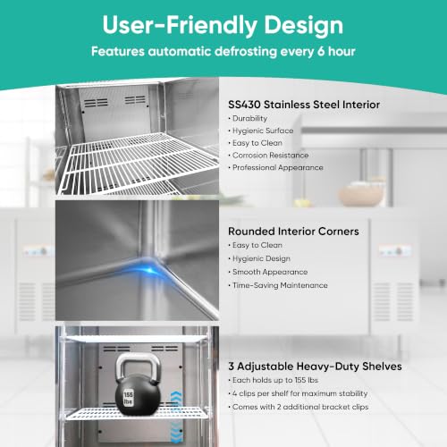 Image of COOLCHEF 27 inch Commercial Refrigerator, 23 Cu. Ft Stainless Steel Upright Reach-in Fridge, 33℉~40℉, 3 Adjustable Shelves