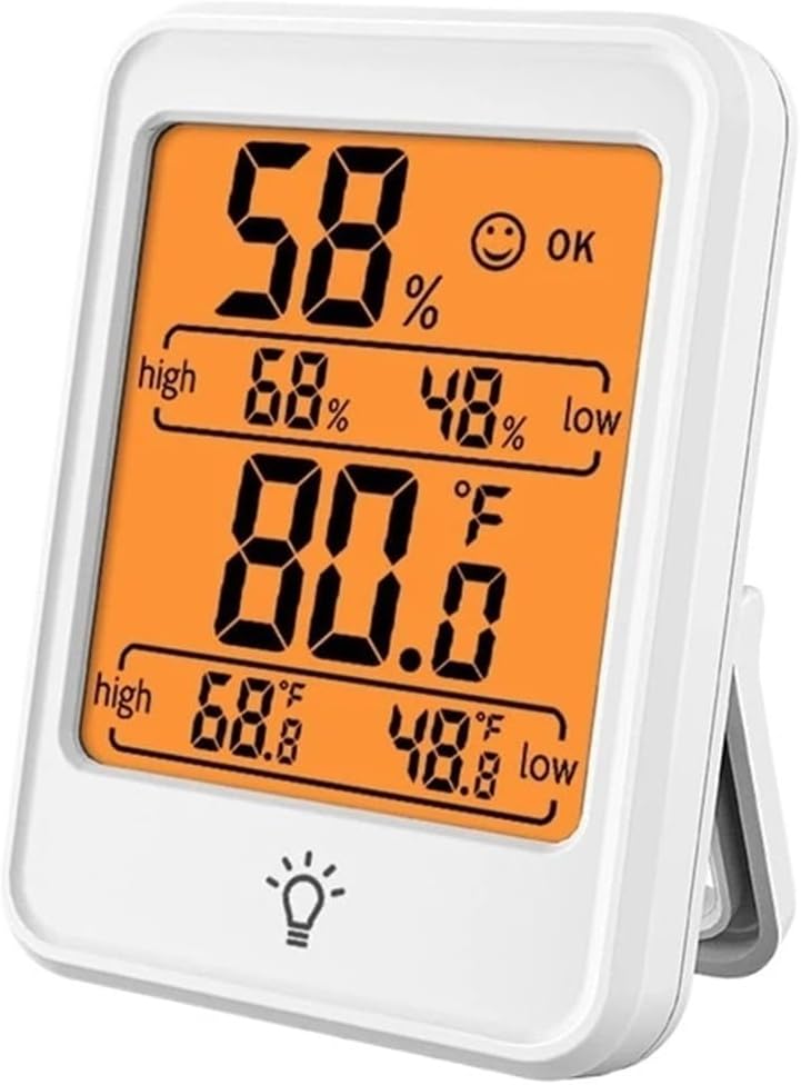 Large Size Digital Thermometer Hygrometer Indoor Room Temperature Humidity Meter Sensor Gauge Weather Station(MC41-White-Backlight)