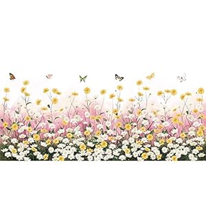 ARTIFUN Muurstickers 90 x 30 cm,Doe-het-zelf Muursticker Bloem + Gras,Zelfklevend, Waterdicht, Gemakkelijk te Plakken…