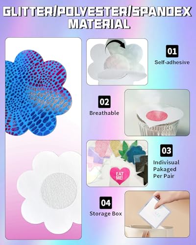 Image of CICKEE 15 Pairs Pasties Rave | Self-Adhesive Nipple Covers Pack Breast Petals Sticky Pasty Nipple Stickers