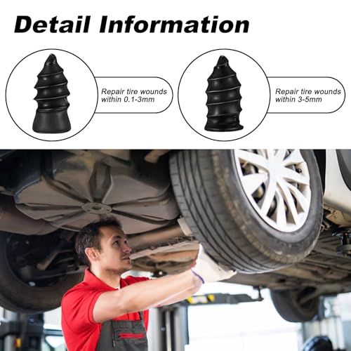 60 Pcs Clavo de Goma para Neumáticos, Clavos de Reparación Kit Repara Pinchazos Coche, Clavos de Goma de Neumáticos al Vacío Kit de Reparación de Neumáticos para Moto, Coche, Bicicleta, 30S+30 L - imagen 3