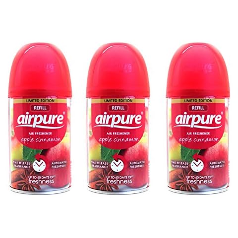 Pure Air 3 X AIRPURE FRESHMATIC Automatic Spray Refills 250ML Apple Cinnamon, Small Cover