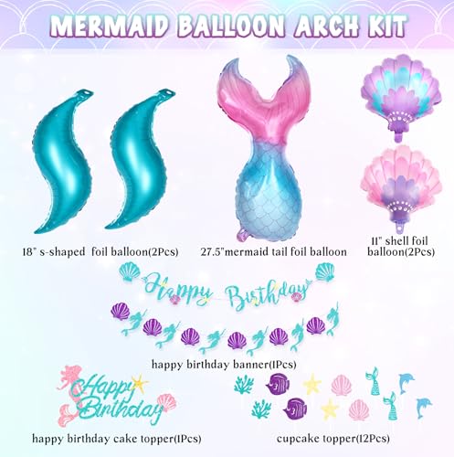 Image of Amandir 138Pcs Mermaid Birthday Party Decorations