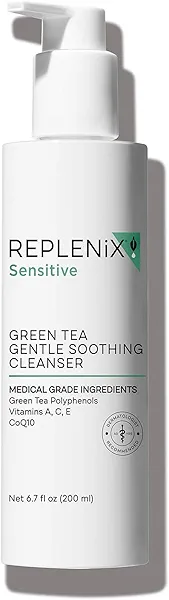 Replenix Green Tea Gentle Soothing Facial Cleanser, Medical-Grade Sensitive Skin Face Wash, Now with New & Improved Packaging (6.7 fl. oz)