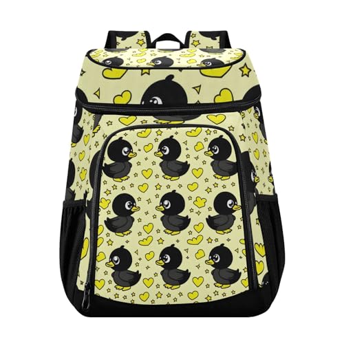 Duck Black Cartoon Cooler Backpack Cooler Insulated Leak Proof Lunch Backpack 36 Cans Waterproof Soft for Men Women Picnic Hiking Camping Beach