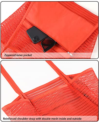 Image of Iioscre Mesh Beach Tote Bags for Womens,Large Causal Beach Hobo Bags for Beach Swimming Pools Beach Essentials