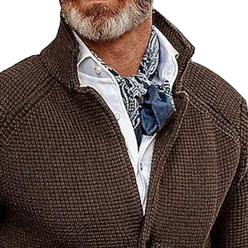 Men's Stand Collar Casual Stylish Sweater Button Up Knitted Pockets Sweater Casual Solid Long Sleeve Spring Sweaters2