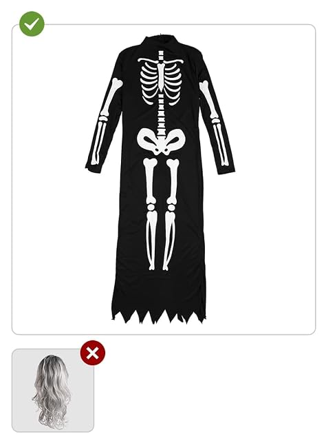Foto 2 de 7 de Funidelia Disfraz de esqueleto elegante para mujer, Talla XL Esqueleto, Calavera