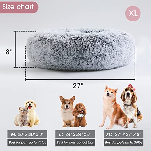 WESTERN HOME WH Calming Dog & Cat Donut Cuddler, Anti-Anxiety Warming Cozy Soft Round Bed, Fluffy Faux Fur Plush Cushion for Small Medium Dogs and Cats (20"/24"/27"/30")
