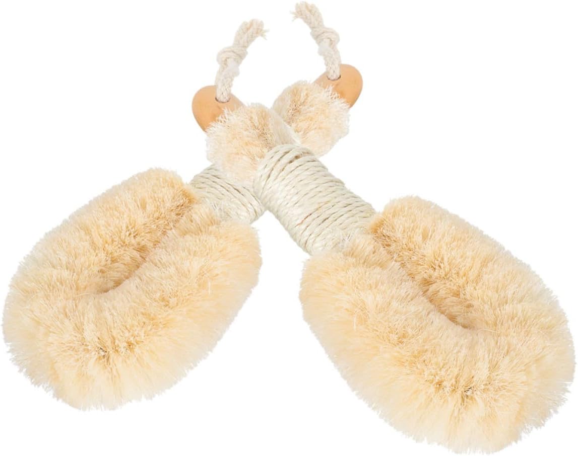 Natural Sisal Body Brush Set 2pcs Large Exfoliation Bath Scrubber for Dry Skin Brushing and Shower Use, Plant Exfoliator Bath Brush for Deep Skin Cleansing