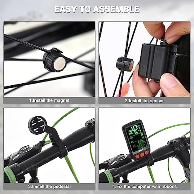 Lixada Bicycle Cycling Computer Digital Bike Speedometer Odometer with Rechargeable Battery Backlight Bike Stopwatch