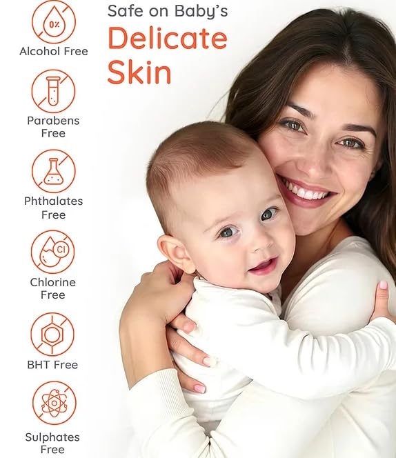 Image of Babyhug Pro Sensitive pH 5.5 Peach Milk Bamboo Wipes - 72 Wipes