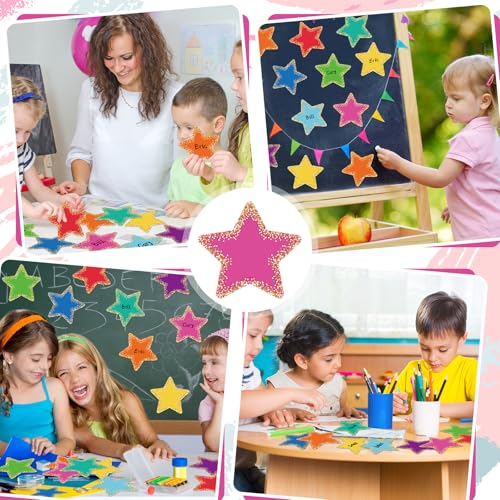 Image of Seajan 108 Pcs Confetti Star Cutouts for Classroom 5.5 Inch Large Bulletin Board Paper Star Decor Assorted Colors Accent for DIY Craft Office School Projects Party Supplies (Pack of 2)