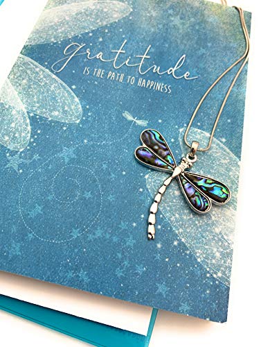 Smiling Wisdom Black Dragonfly & Dandelion Seed Jewelry Gift Set - Necklace With Card For Her, Friend, Retirement - View #4