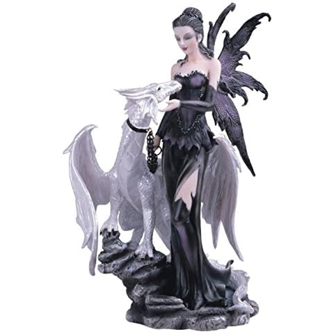 George S. Chen Imports SS-G-91466 Black Fairy with White Dragon Collectible Figurine Decoration Statue Cover