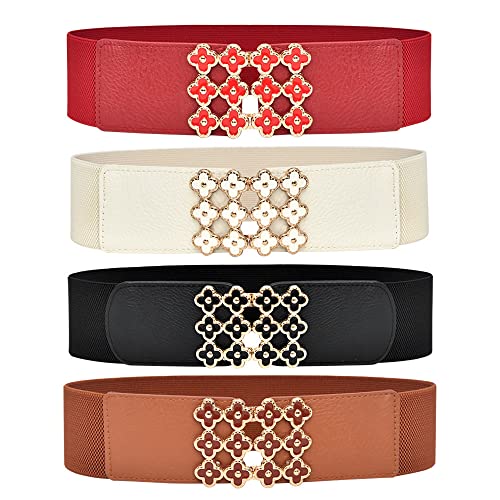 YOU&M Women's Sweet Small Flower Buckle Waist Belt Elastic Stretch Corset for Cute Elegant Dress Plus Size Belt4