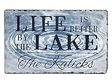 Beautifully Handcrafted and Customizable Slate Home Address Plaque Sign Life is Better by the Lake (