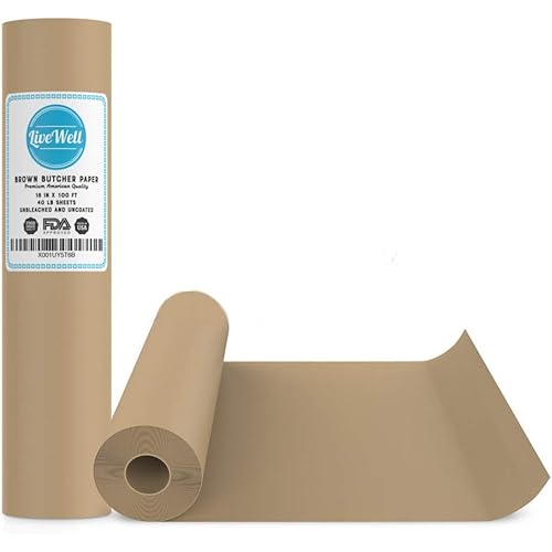 USA Brown Butcher Paper Kraft Roll - 18" x 1200" (100ft) - Food Grade – Great Smoking Wrapping Paper for Meat of All Varieties– Made in USA– Unwaxed and Uncoated (Brown - 18"x100')