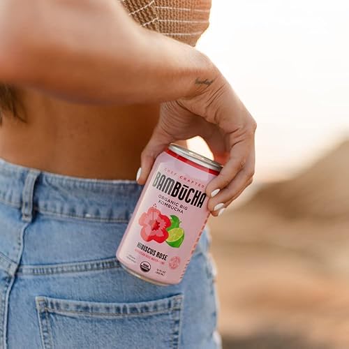 Miniatura 8 de Bambucha Kombucha Hibiscus Rose - Paquete de 12 cajas | Sabor hecho a mano por chef, bebida de té de kombucha 100% cruda | Orgánica, vegana, sin