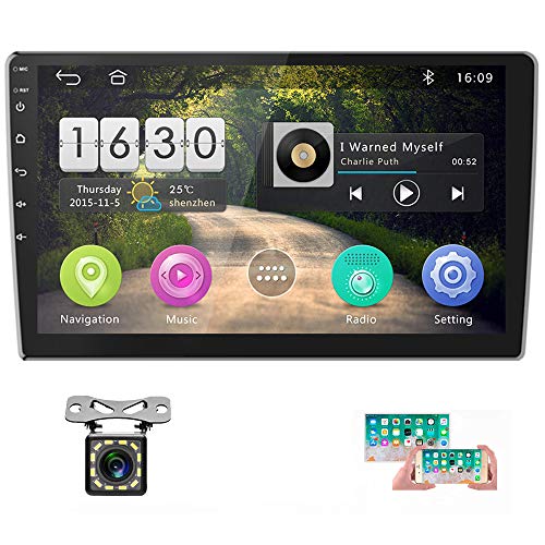Car Stereo Double Din Android 8.1 GPS Navigation Stereo 2G 16G Indash Head Unit 10'' HD 1080P Touch Screen Car Radio Bluetooth WIFI FM Radio Receiver USB MP5 Player Mirror Link SWC+12 LEDs Rear Camera