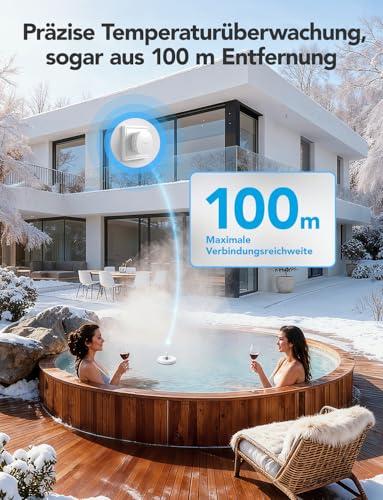 GoveeLife WLAN Pool thermometer mit App, Schwimmendes Funk Wasserthermometer Digitale mit Wasserdichtigkeit nach IPX7, Benachrichtigungsalarm für Badewanne, Aquarium, Whirlpool und Spa