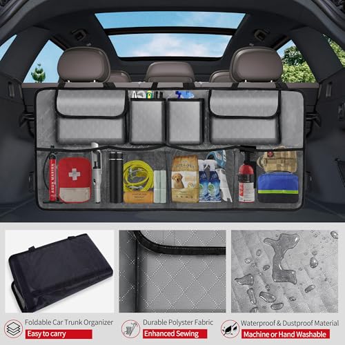 Image of Car Trunk Organizer and Storage, Large Capacity Backseat Hanging Storage Accessories, Backseat Car Organizer for SUV /MPV /Truck (Grey)