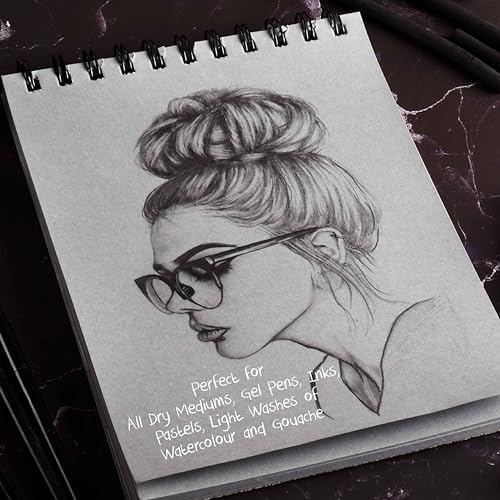 Image of Scholar Gravel Sketch Pad - 160 GSM Grey Toned Drawing Paper | Premium Artist Sketch Pad for Shading, Highlights, Pencil, Charcoal, Pastel & Figure Drawing Practice (Square)