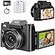 Digitalkamera 4K 56MP Fotokamera mit 180° Flip 3.0 Bildschirm Autofokus Kompaktkamera mit 32G SD Karte& Zwei 1500mAh Batterien für Kinder Ältere Anfänger (Schwarz)