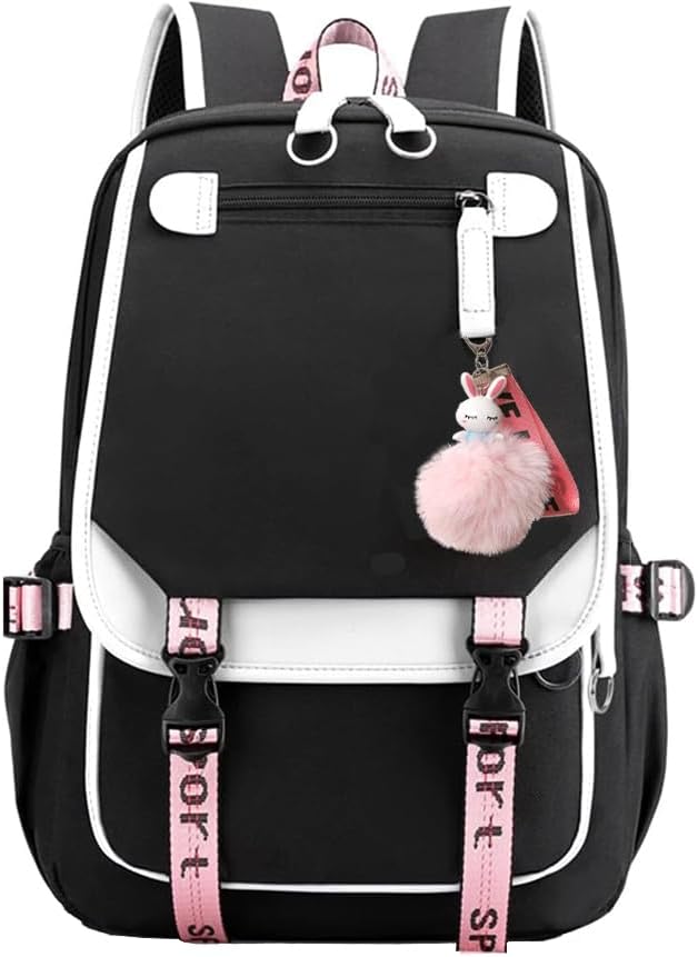 youcoscos Girls Backpack Aesthetic Backpack Cute School Bag Bookbag with USB Charge Port Outdoor Daypack for Teen Girls